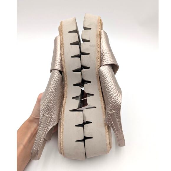 Pedro Garcia Reme Platform Sandal Crisscross Strap Gold Metallic Size US7 EU37.5 - Picture 5 of 12